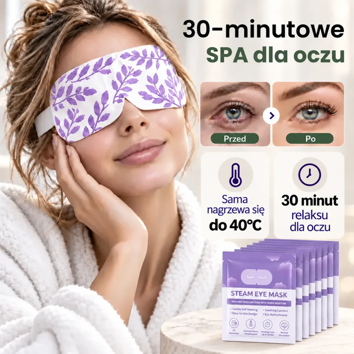 Dovlo Atamaru - Parowe Samonagrzewające Maseczki Na Oczy - Lawenda